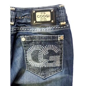 Coogi Sequin Jeans Women's Size 5/6 Blue Denim Straight Leg Stretch Rhinestones